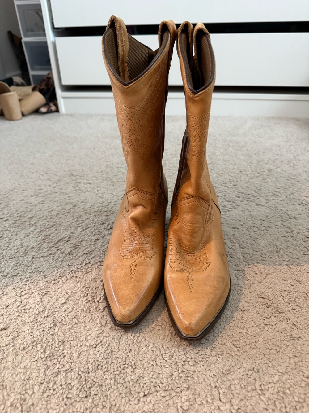 Oak Tree Farms Classic Tan Leather Cowboy Boots